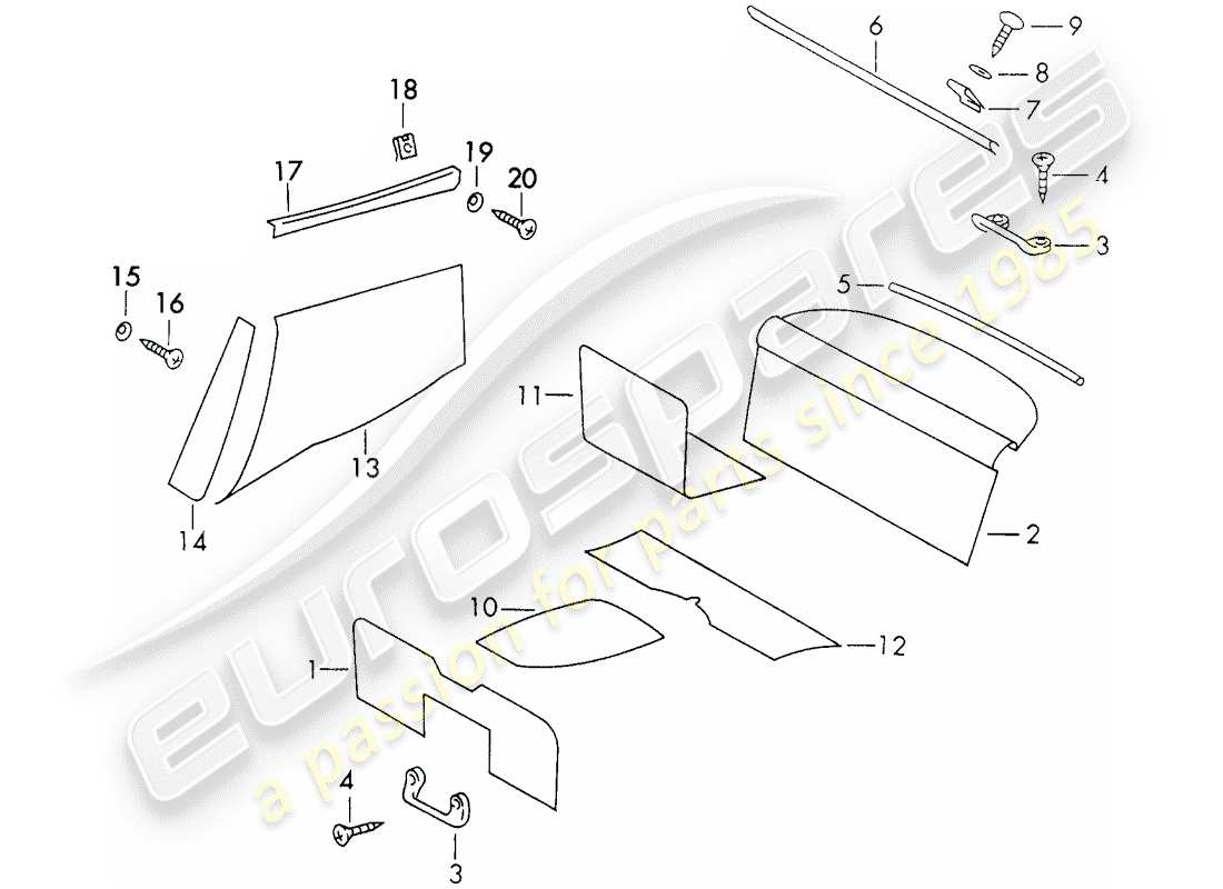 Porsche 911 (1972) INTERIOR EQUIPMENT Part Diagram