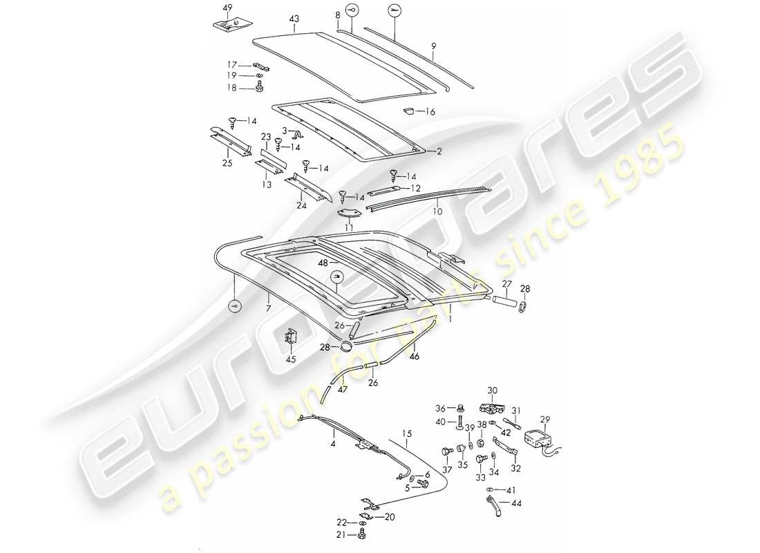 Porsche 911 (1972) sunroof - electric Part Diagram