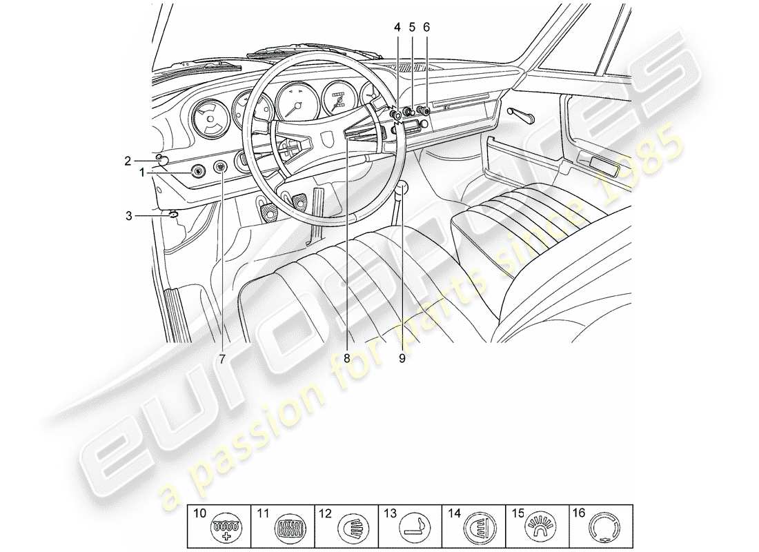 Porsche 911 (1972) BUTTON - SWITCH - D - MJ 1968>> Part Diagram