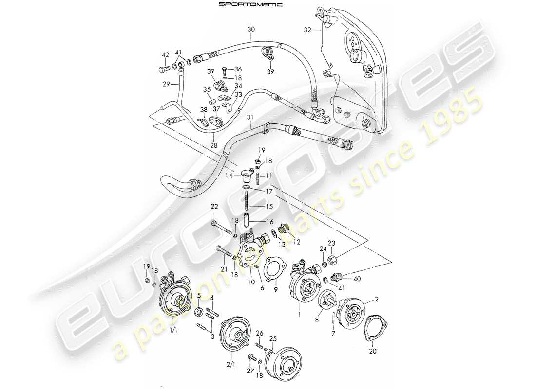 Porsche 911 (1973) OIL SUPPLY - FOR - TORQUE CONVERTER - SPORTOMATIC - D >> - MJ 1971 Part Diagram