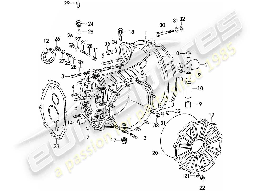 Porsche 911 (1973) TRANSMISSION CASE - TYP 915 - D - MJ 1972>> Part Diagram