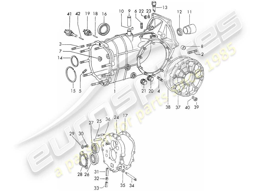 Porsche 911 (1973) TRANSMISSION CASE - SPORTOMATIC - D >> - MJ 1971 Part Diagram