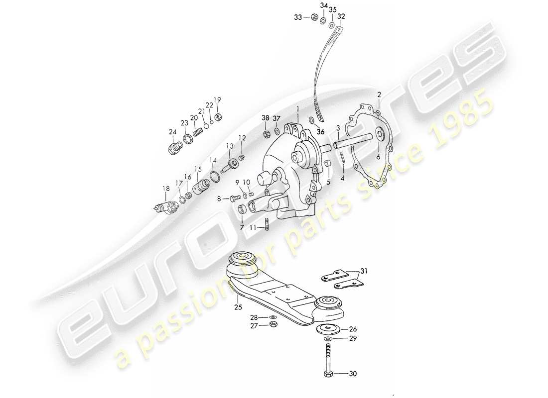 Porsche 911 (1973) TRANSMISSION COVER - TRANSMISSION SUSPENSION - SPORTOMATIC - TYP 905/21 - D - MJ 1972>> Part Diagram