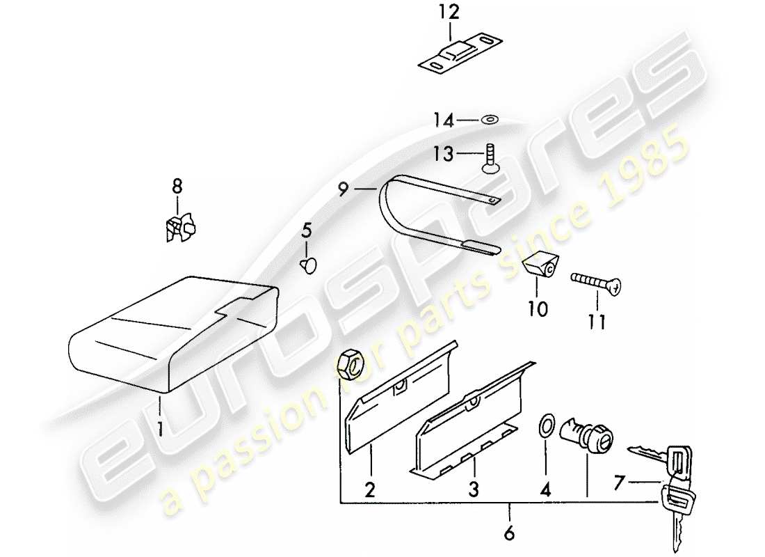 Porsche 911 (1973) GLOVE BOX - D - MJ 1971>> Part Diagram