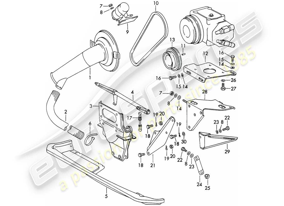 Porsche 911 (1973) AIR CONDITIONER - MOUNT - FOR - COMPRESSOR - NOT FOR: - (USA) Part Diagram