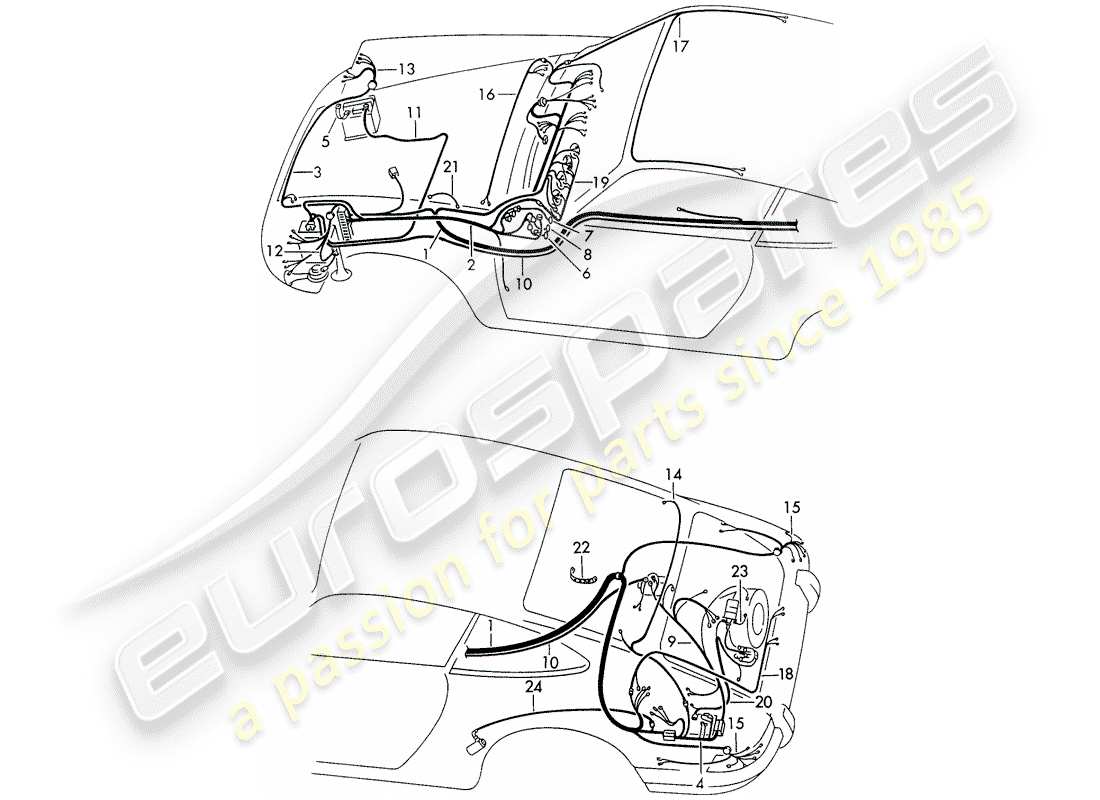 Porsche 911 (1973) wiring harnesses Part Diagram