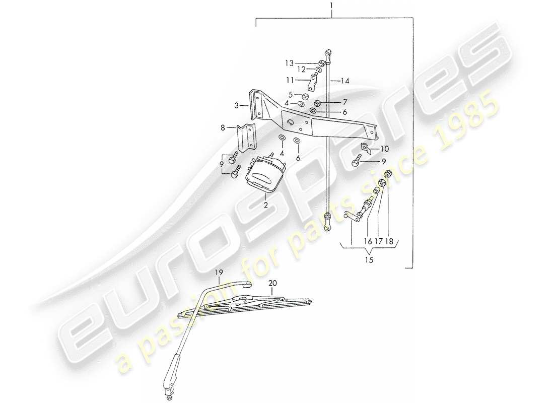 Porsche 911 (1973) REAR WINDOW WIPER Part Diagram