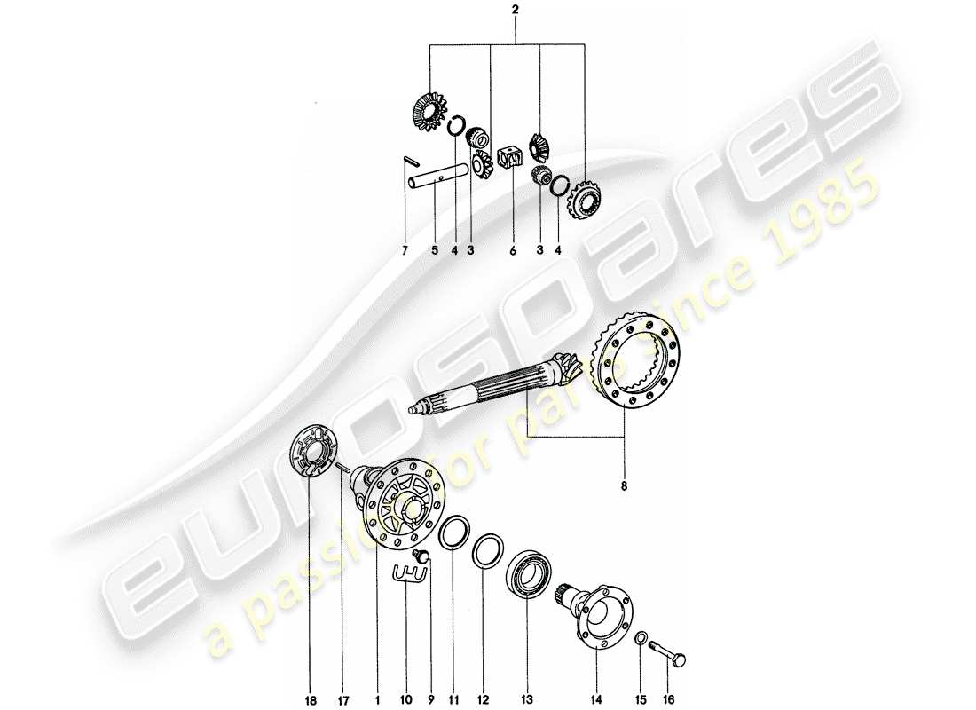 Porsche 911 (1974) DIFFERENTIAL Part Diagram