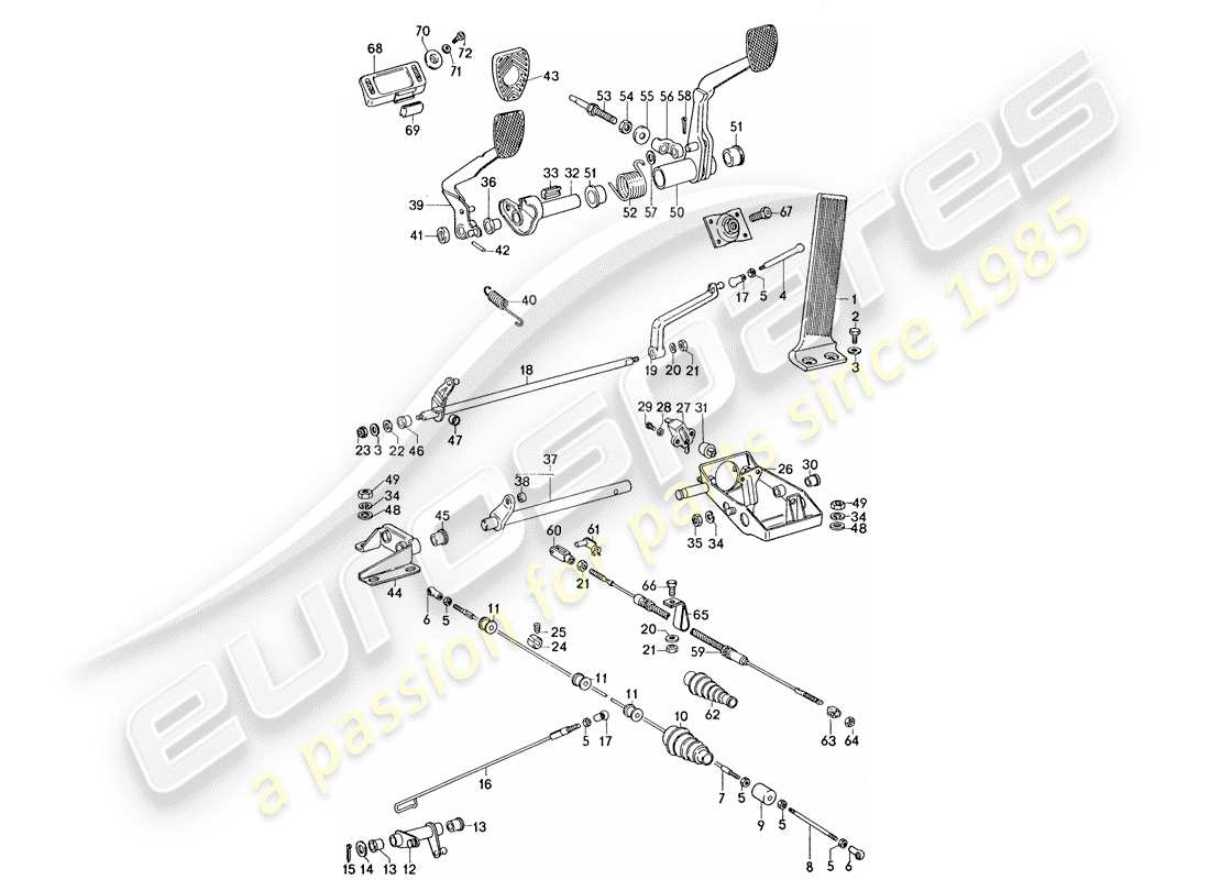 Porsche 911 (1974) Pedals Part Diagram