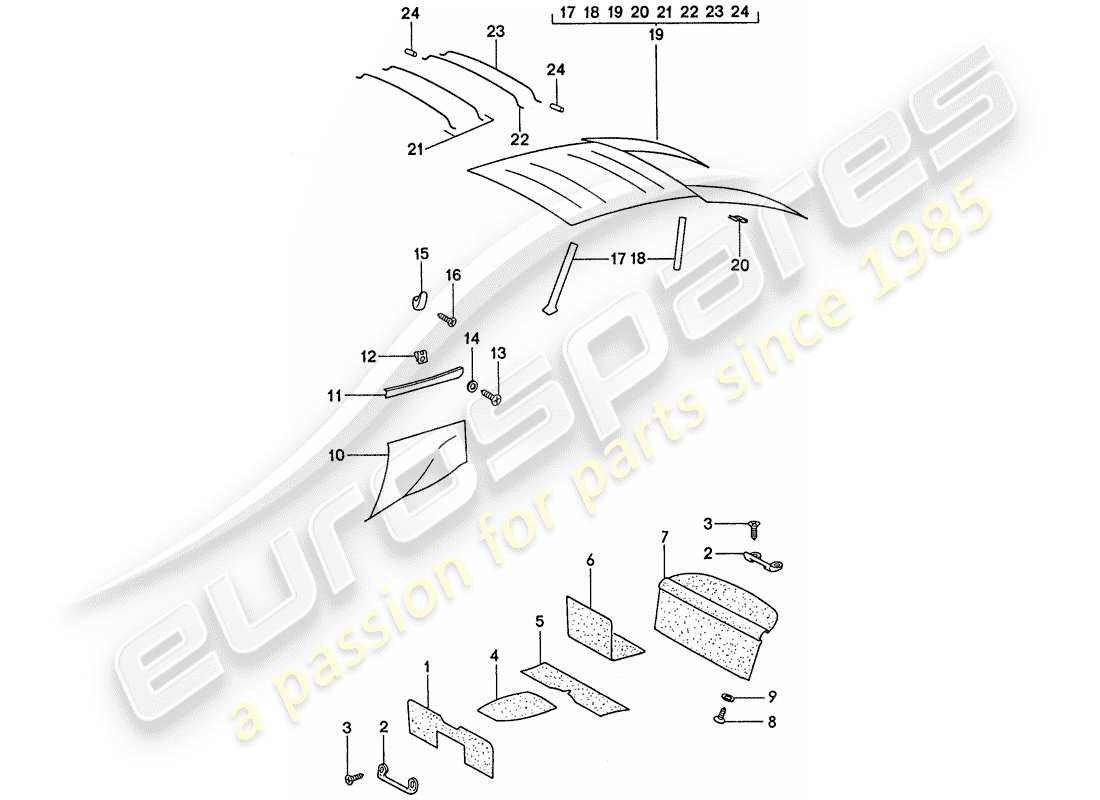 Porsche 911 (1974) LINING Part Diagram