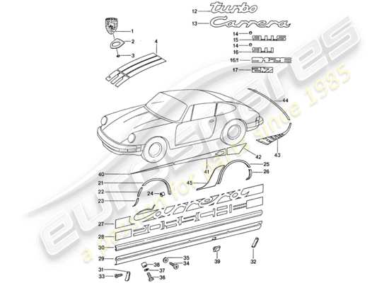 a part diagram from the Porsche 911 (1975) parts catalogue