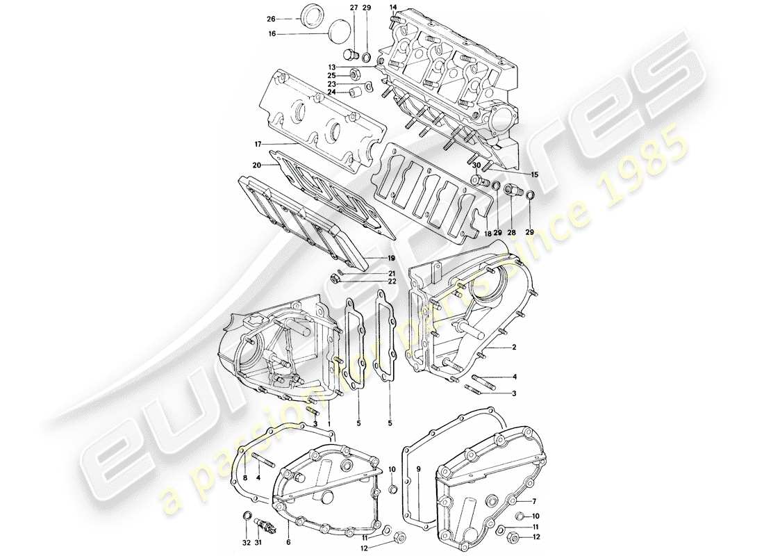 Porsche 911 (1976) CHAIN CASE - CAMSHAFT HOUSING - REPAIR SET FOR MAINTENANCE - SEE ILLUSTRATION: Part Diagram