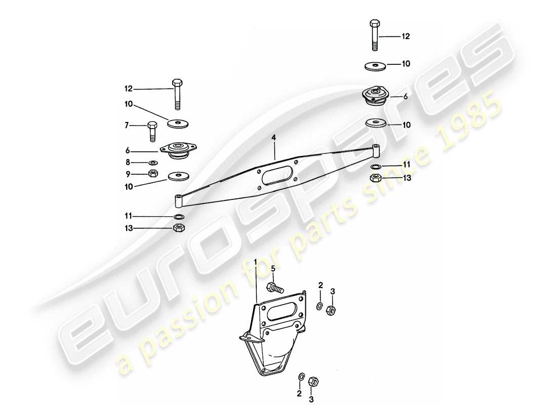 Porsche 911 (1976) engine suspension Part Diagram