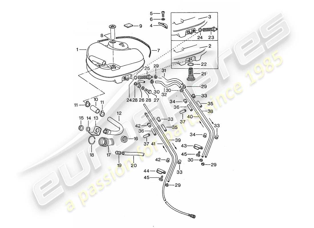 Porsche 911 (1976) FUEL SYSTEM - FOR VEHICLES WITH - STEEL AUXILIARY SUPPORT Part Diagram