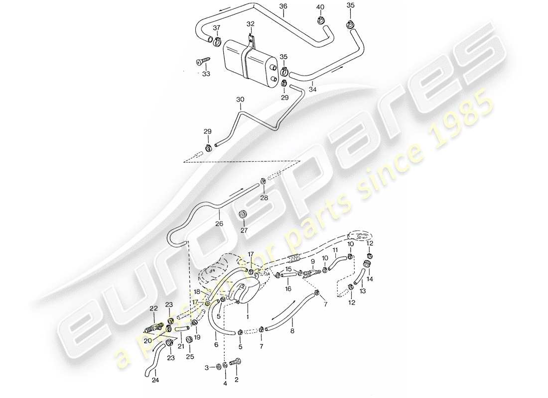 Porsche 911 (1976) TANK VENTILATION - D >> - MJ 1974 Part Diagram