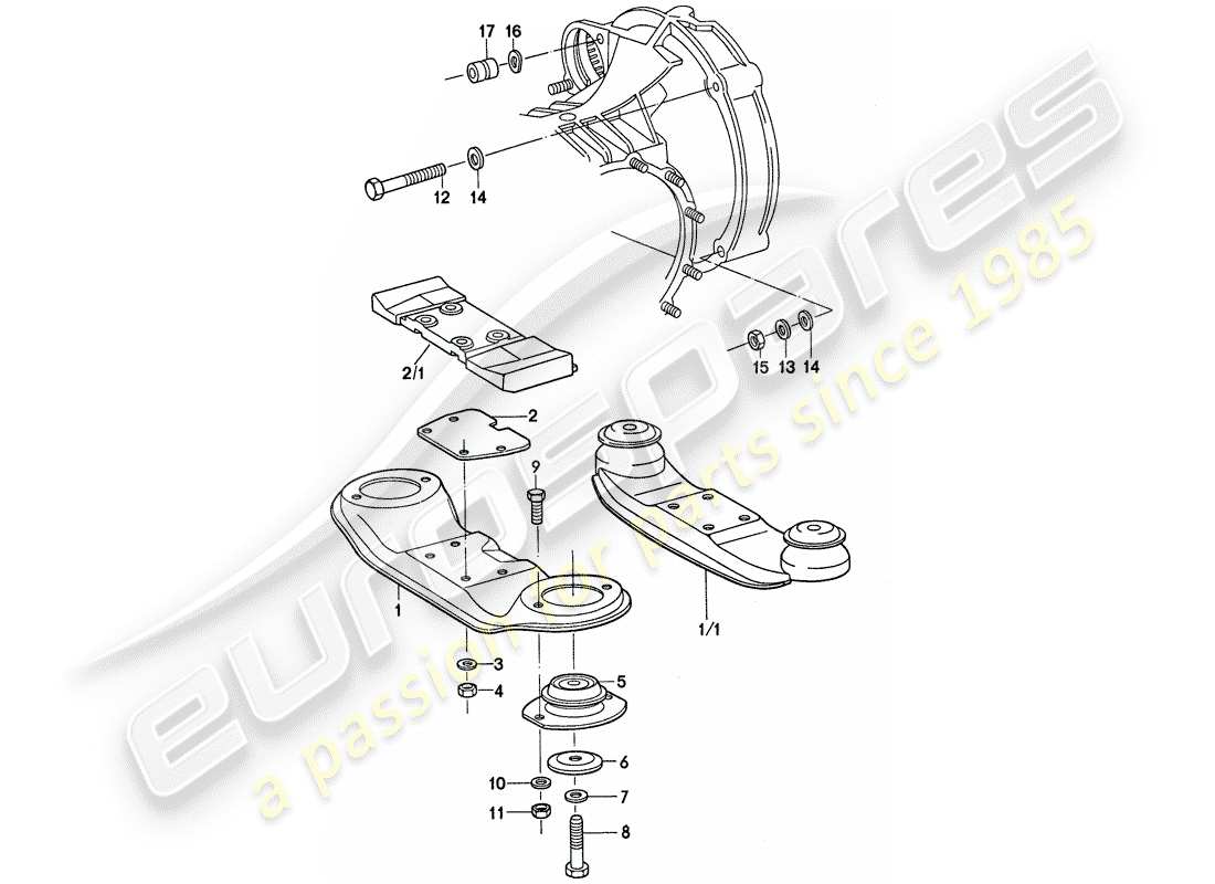 Porsche 911 (1976) TRANSMISSION SUSPENSION Part Diagram