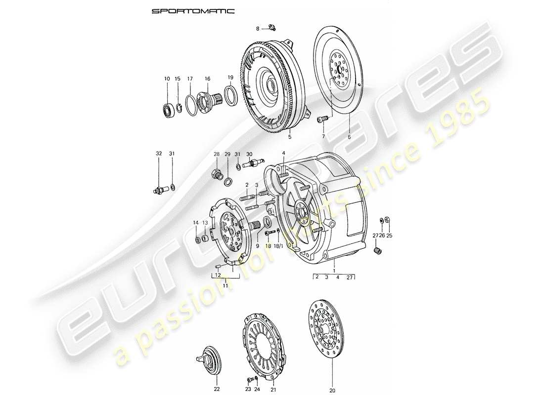 Porsche 911 (1976) TORQUE CONVERTER - CONVERTER HOUSING Part Diagram