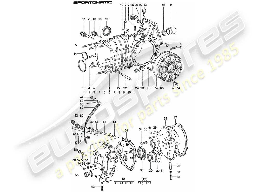 Porsche 911 (1976) REPLACEMENT TRANSMISSION - TRANSMISSION CASE Part Diagram