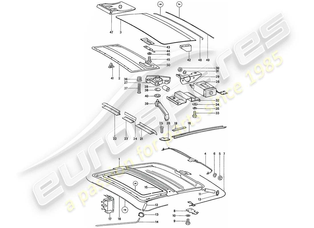 Porsche 911 (1976) SLIDING/TILTING ROOF - ELECTRIC Part Diagram