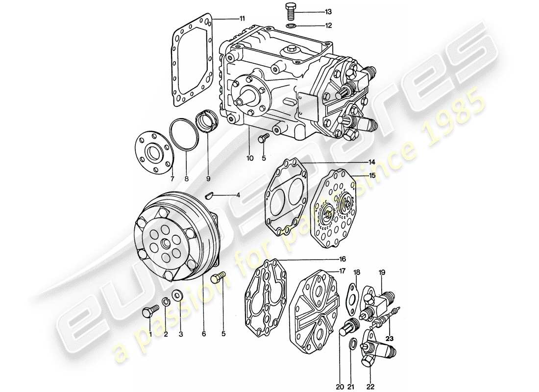 Porsche 911 (1976) AIR CONDITIONER - COMPRESSOR Part Diagram