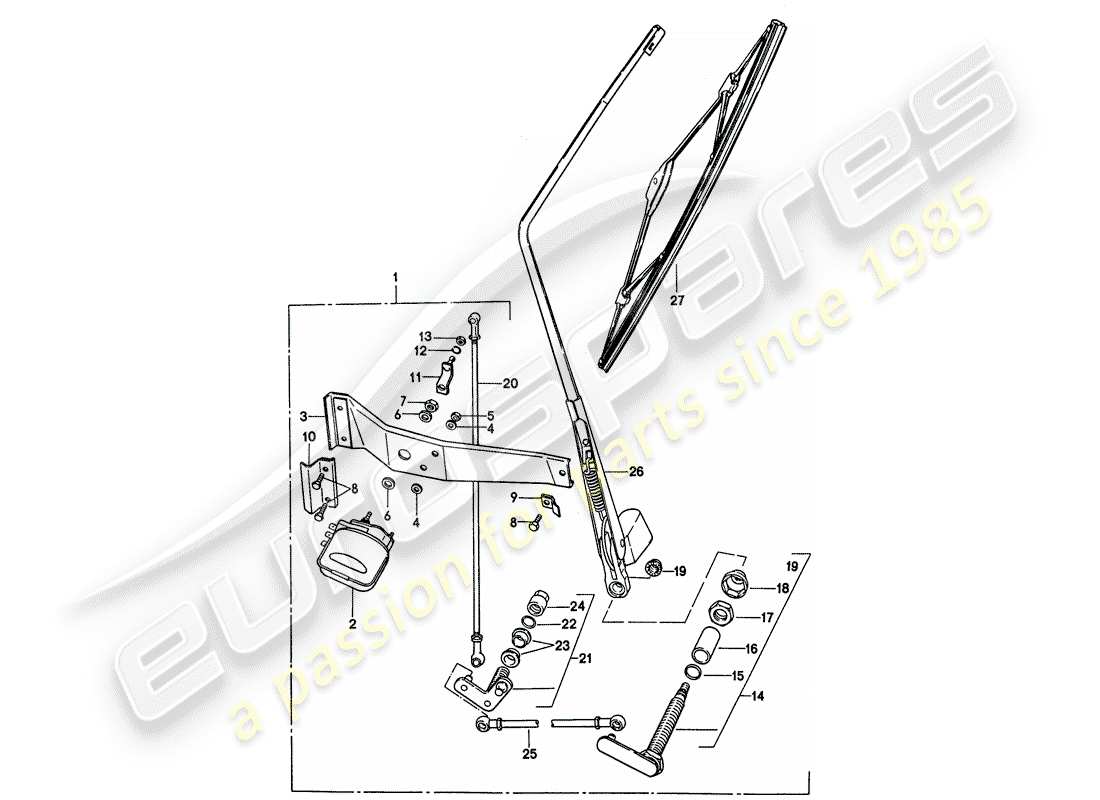 Porsche 911 (1976) REAR WINDOW WIPER - D - MJ 1976>> Part Diagram