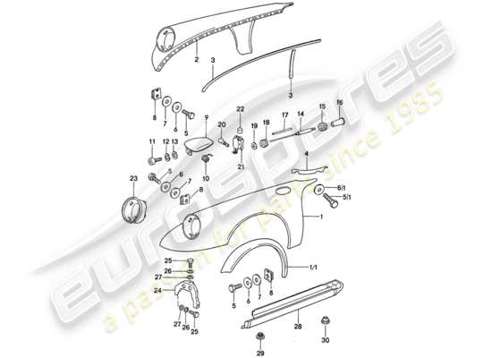 a part diagram from the Porsche 911 (1977) parts catalogue