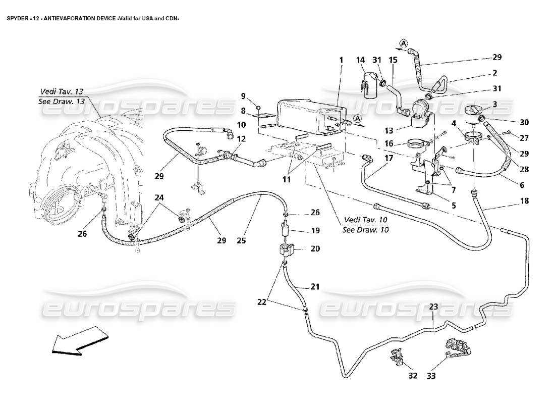 Maserati 4200 Spyder (2002) Antievaporation Device -Valid for USA and CDN Part Diagram