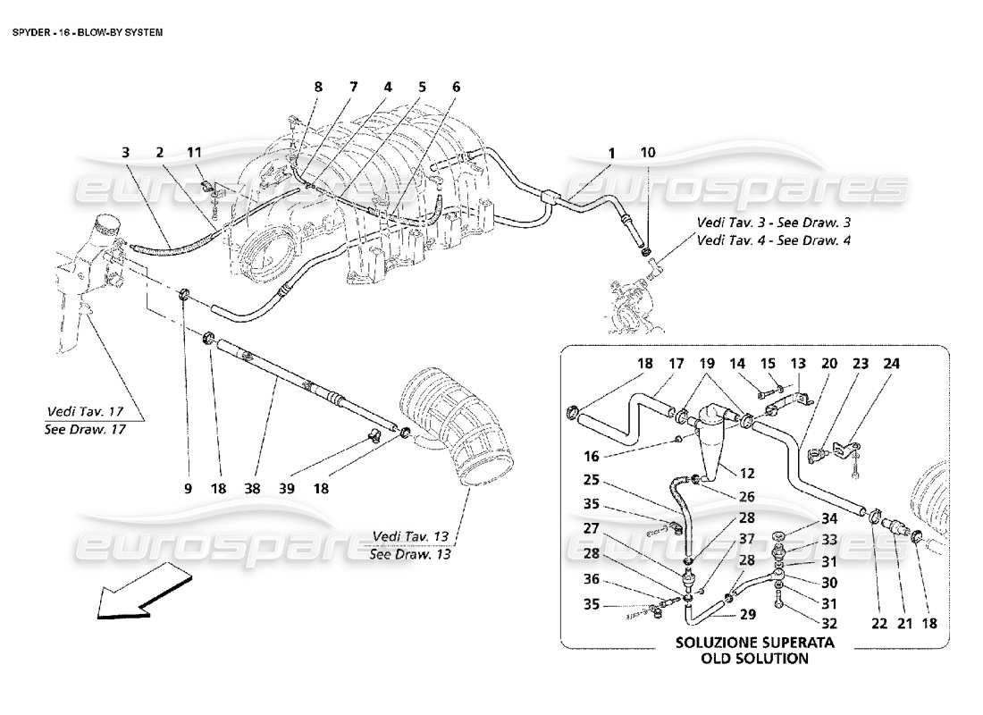 Maserati 4200 Spyder (2002) Blow - By System Parts Diagram