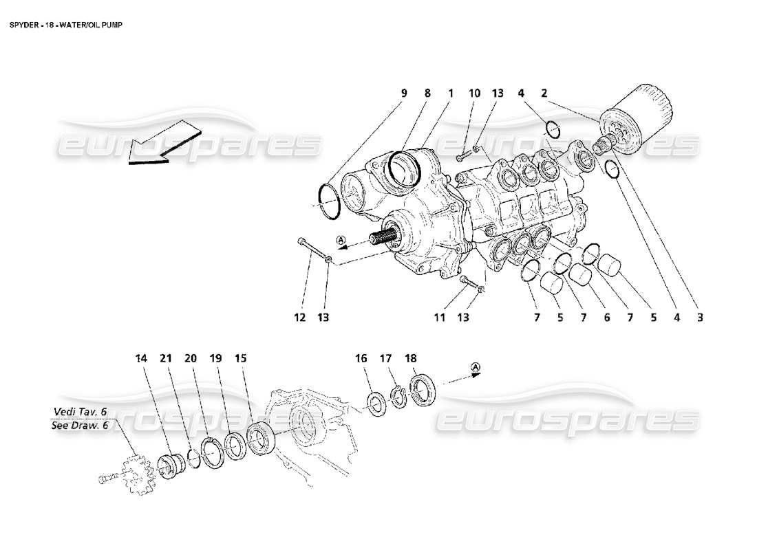 Maserati 4200 Spyder (2002) Water-Oil Pump Parts Diagram