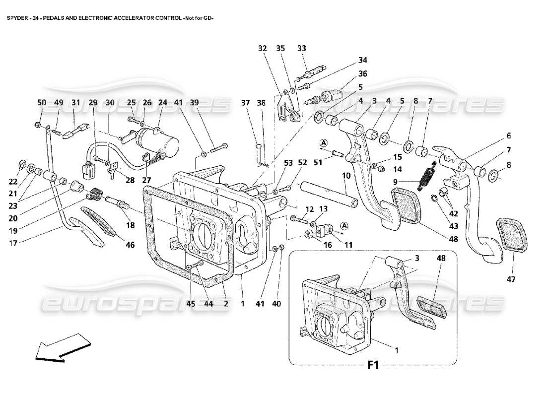 Maserati 4200 Spyder (2002) Pedals and Electronic Accelerator Control -Not for GD Parts Diagram