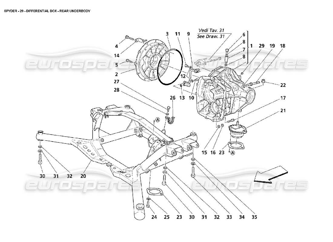 Maserati 4200 Spyder (2002) Differential Box - Rear Underbody Parts Diagram