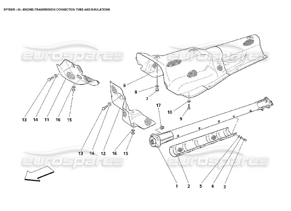 Maserati 4200 Spyder (2002) Engine-Transmission Connection Tube and Insulations Parts Diagram