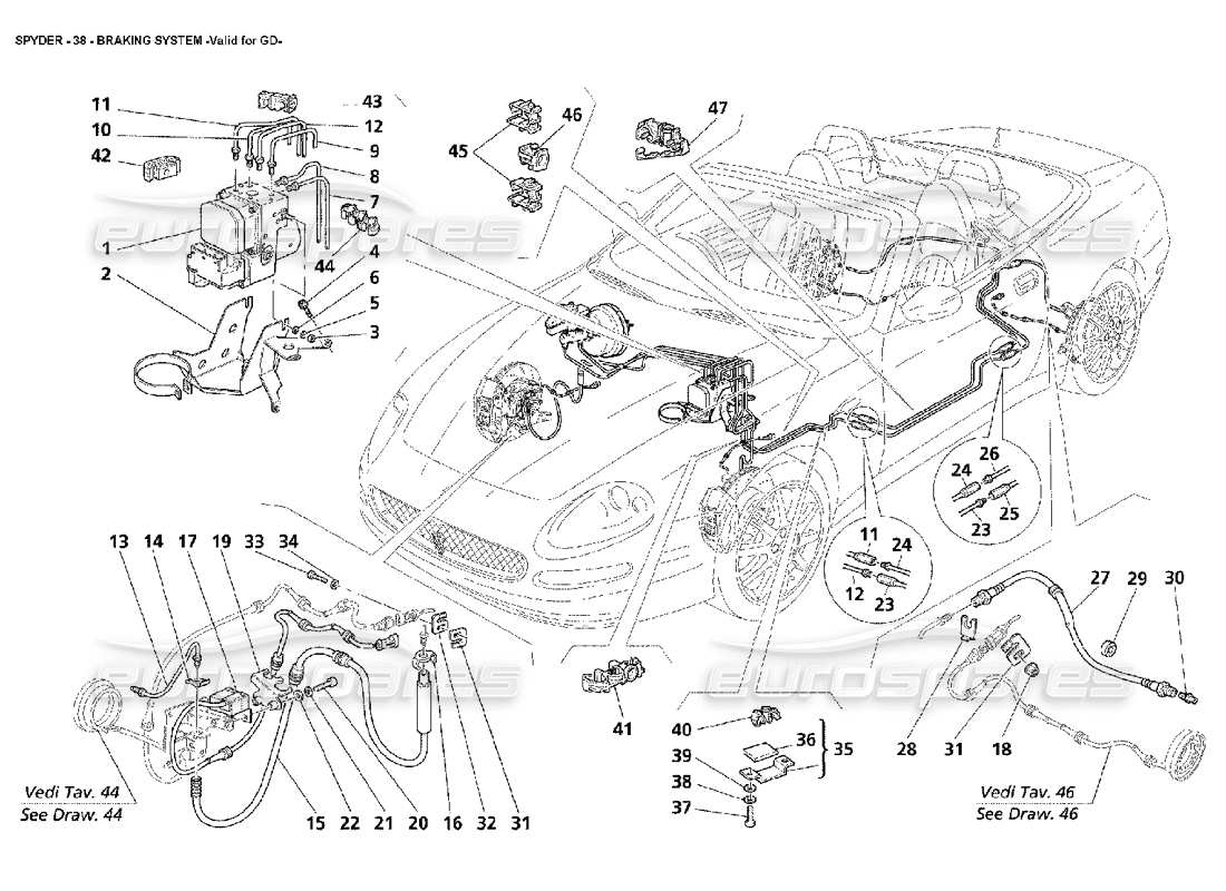 Maserati 4200 Spyder (2002) Braking System -Valid for GD Parts Diagram