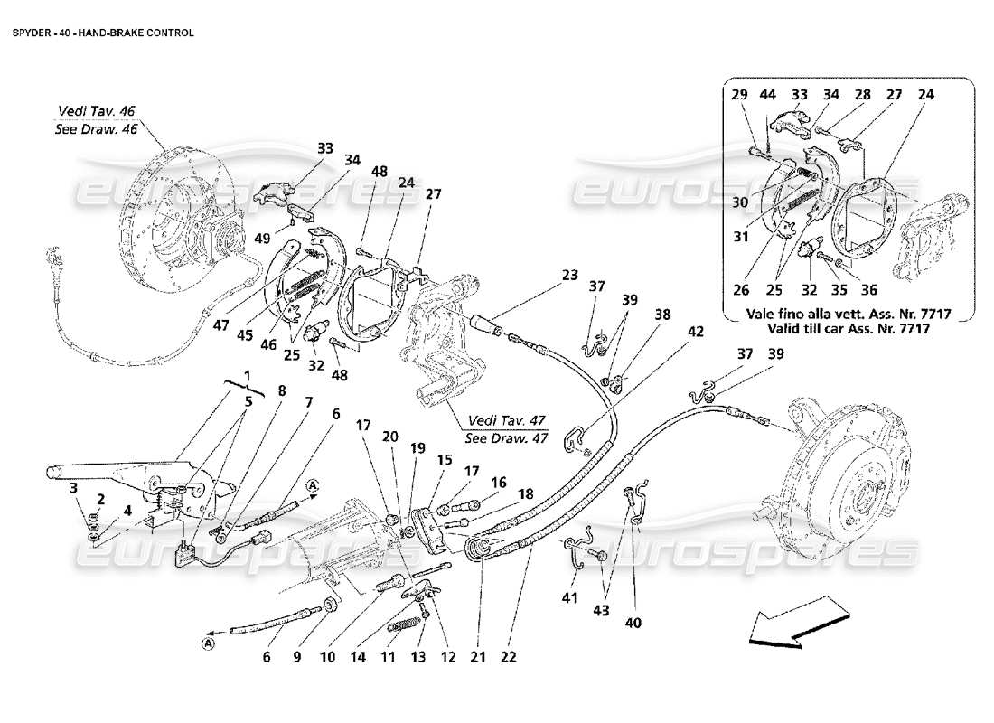 Maserati 4200 Spyder (2002) Hand-Brake Control Parts Diagram