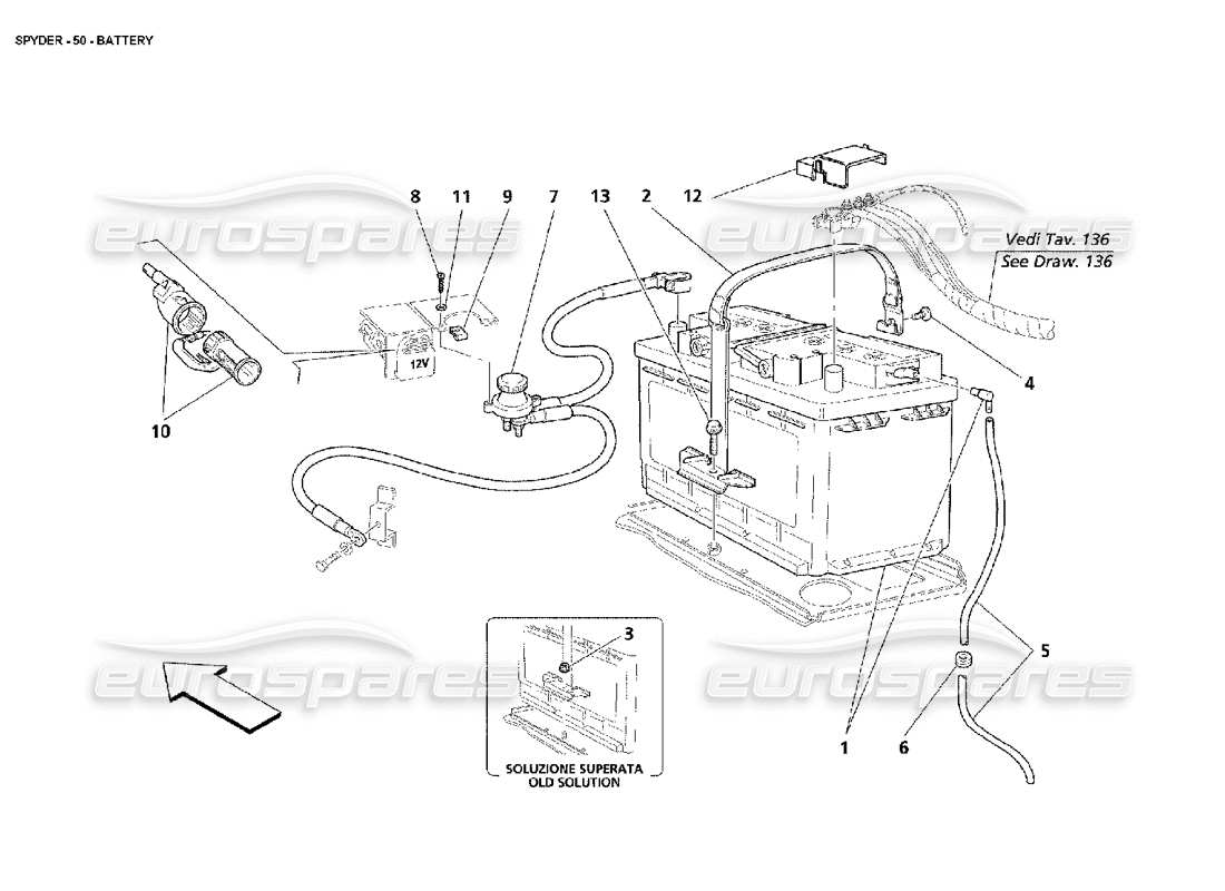 Maserati 4200 Spyder (2002) Battery Parts Diagram