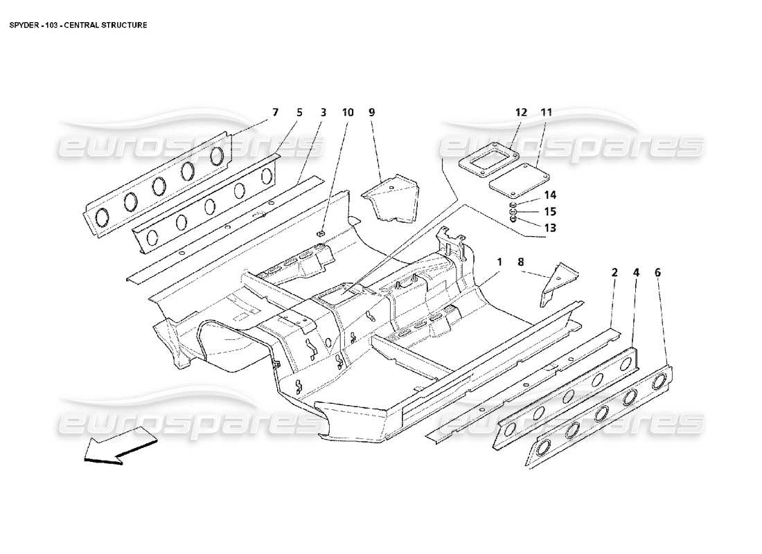 Maserati 4200 Spyder (2002) central structure Parts Diagram