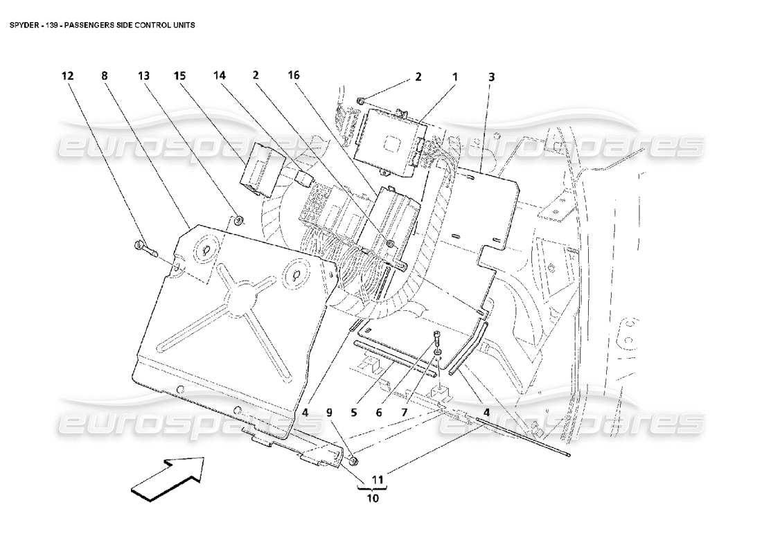 Maserati 4200 Spyder (2002) Passengers Side Control Units Part Diagram