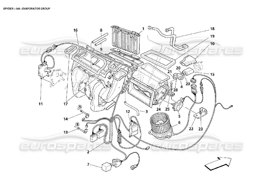 Maserati 4200 Spyder (2002) Evaporator Group Parts Diagram