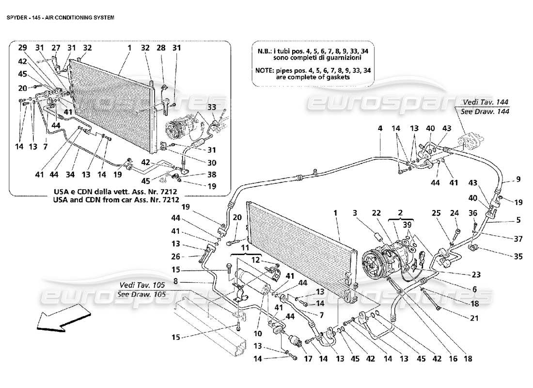 Maserati 4200 Spyder (2002) air conditioning system Parts Diagram