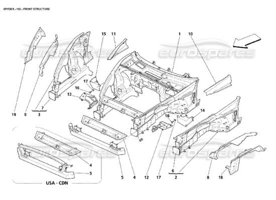 a part diagram from the Maserati 4200 parts catalogue