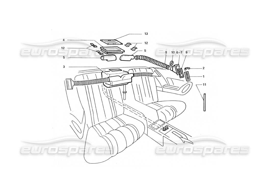 Ferrari 412 (Coachwork) Inner Rear AC unit Parts Diagram