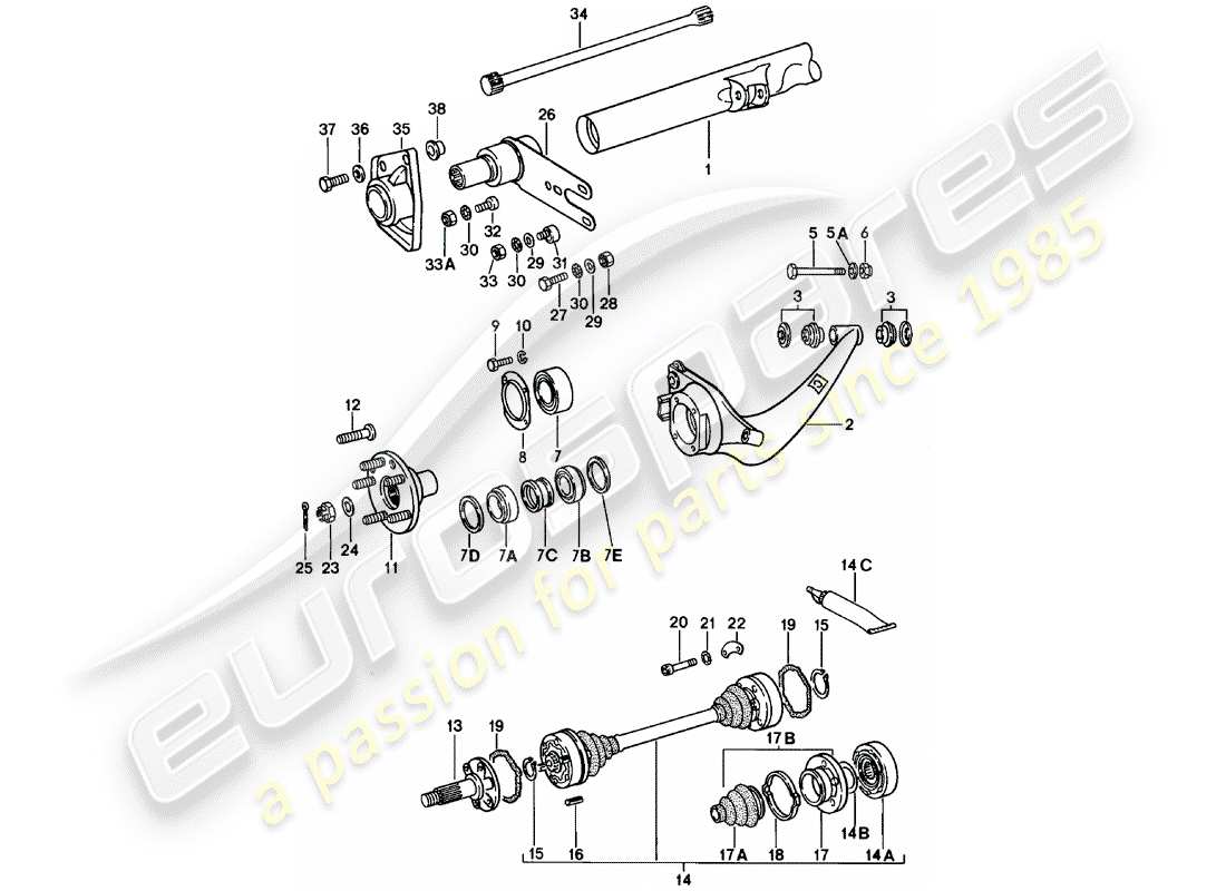 Porsche 911 (1978) rear axle Part Diagram