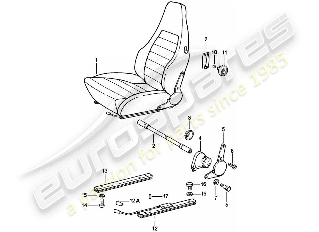 Porsche 911 (1978) SPORTS SEAT - COMPLETE - D >> - MJ 1980 Parts Diagram