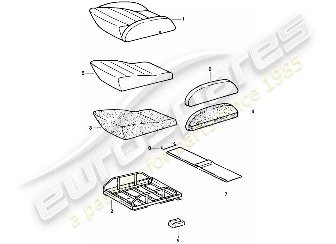 Porsche 911 (1978) SPORTS SEAT - SEAT CUSHION - SINGLE PARTS - D >> - MJ 1980 Part Diagram