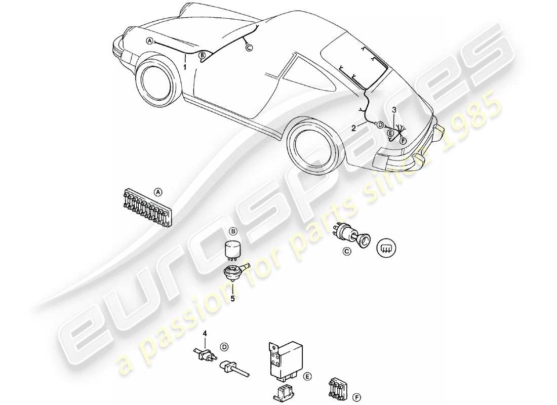 Porsche 911 (1978) WIRING HARNESSES - WINDSCREEN HEATING - REAR WINDOW HEATING Part Diagram