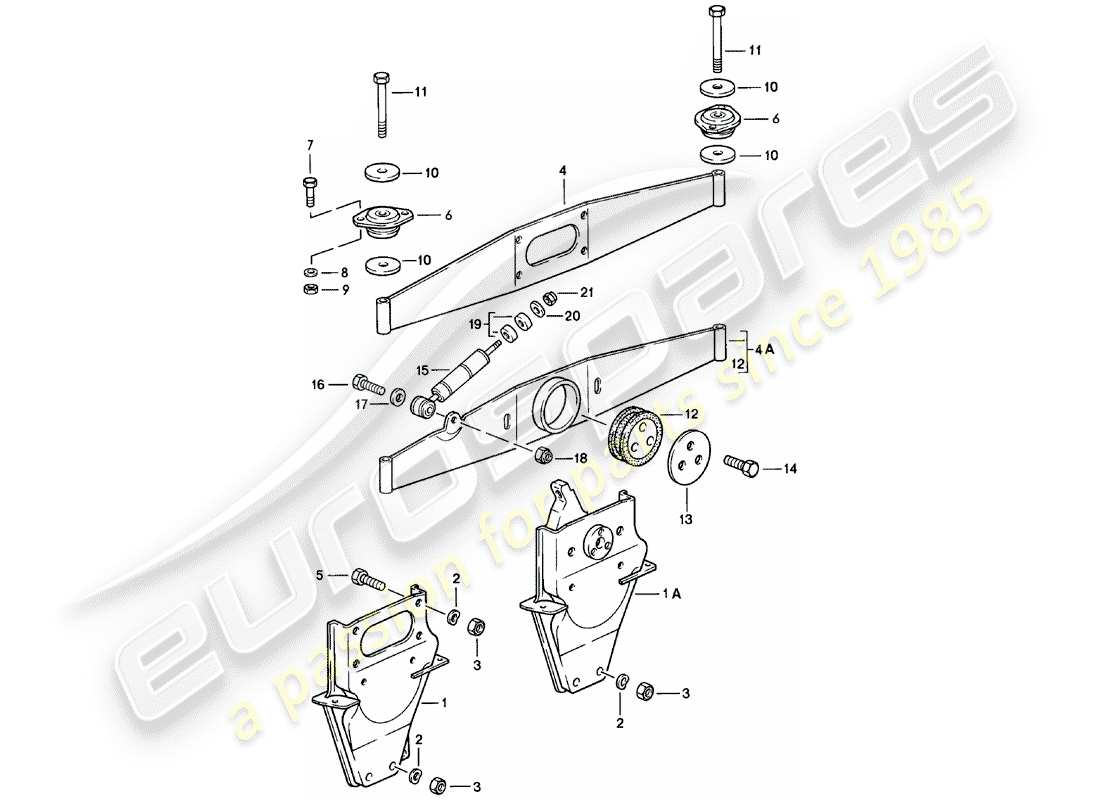 Porsche 911 (1979) engine suspension Part Diagram