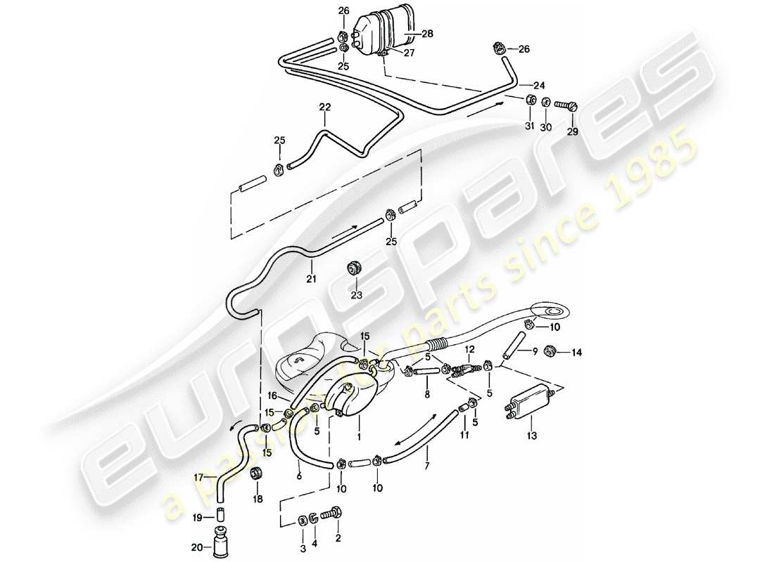 Porsche 911 (1979) tank ventilation Part Diagram