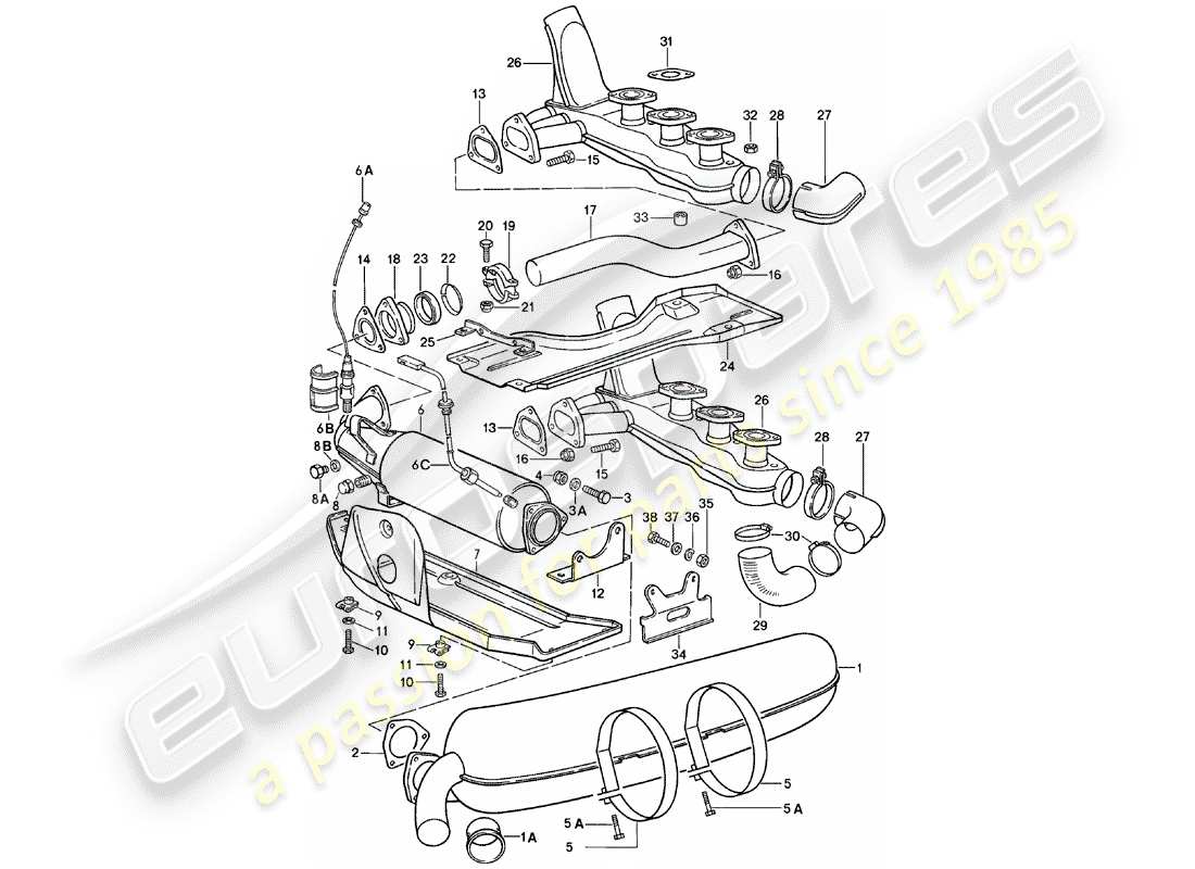 Porsche 911 (1979) Exhaust System Part Diagram