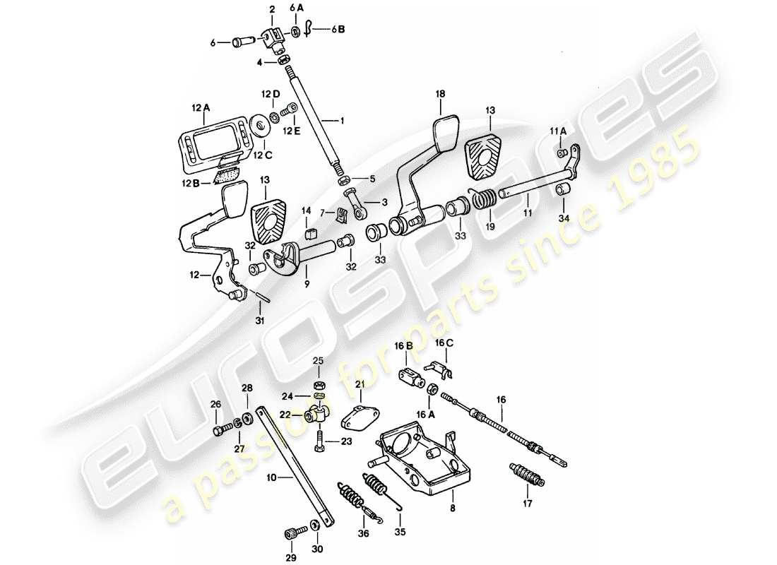 Porsche 911 (1979) Pedals Part Diagram