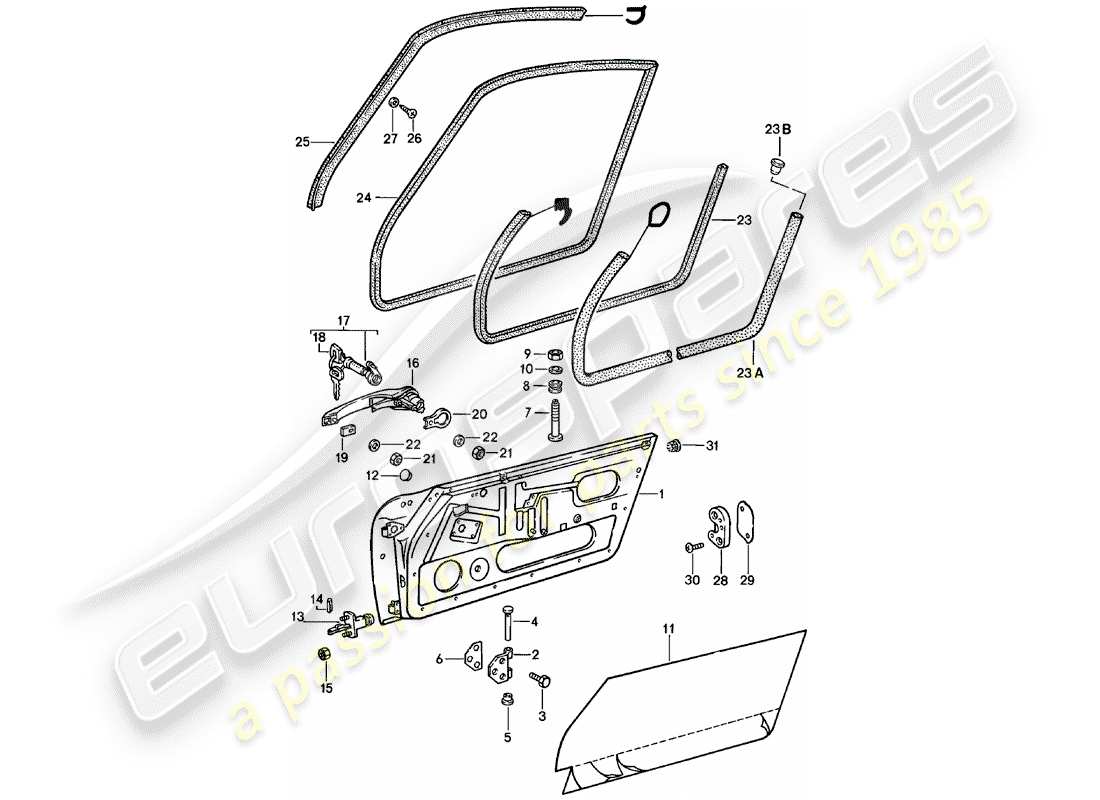 Porsche 911 (1979) Doors Part Diagram